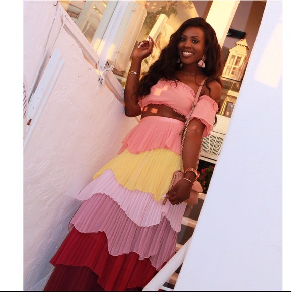 Multi Pleated Color-Block Coord Set Size Small - Picture 3 of 6